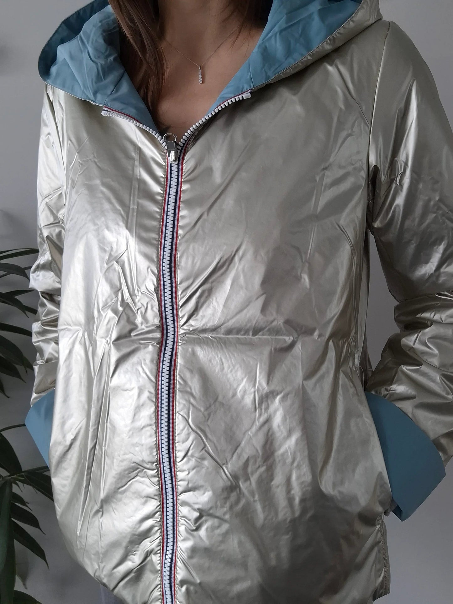 Manteau Réversible Court Bleu Ciel Doré Laura Jo - Mi-Saison Laura Jo