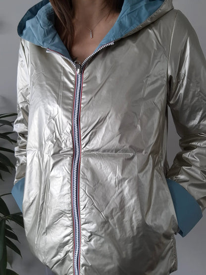 Manteau Réversible Court Bleu Ciel Doré Laura Jo - Mi-Saison Laura Jo