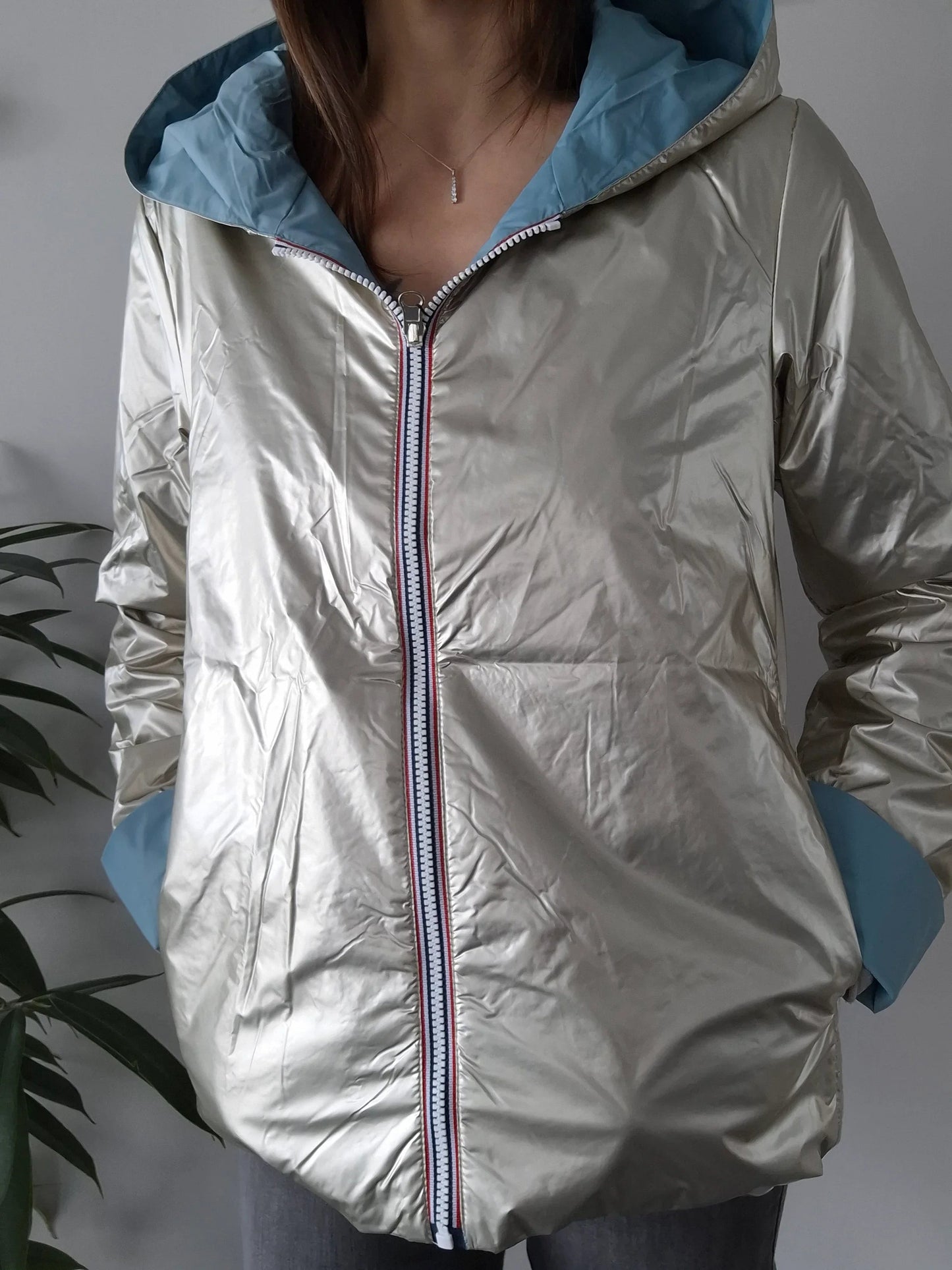 Manteau Réversible Court Bleu Ciel Doré Laura Jo - Mi-Saison Laura Jo