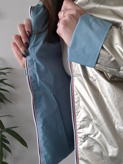 Manteau Réversible Court Bleu Ciel Doré Laura Jo - Mi-Saison Laura Jo