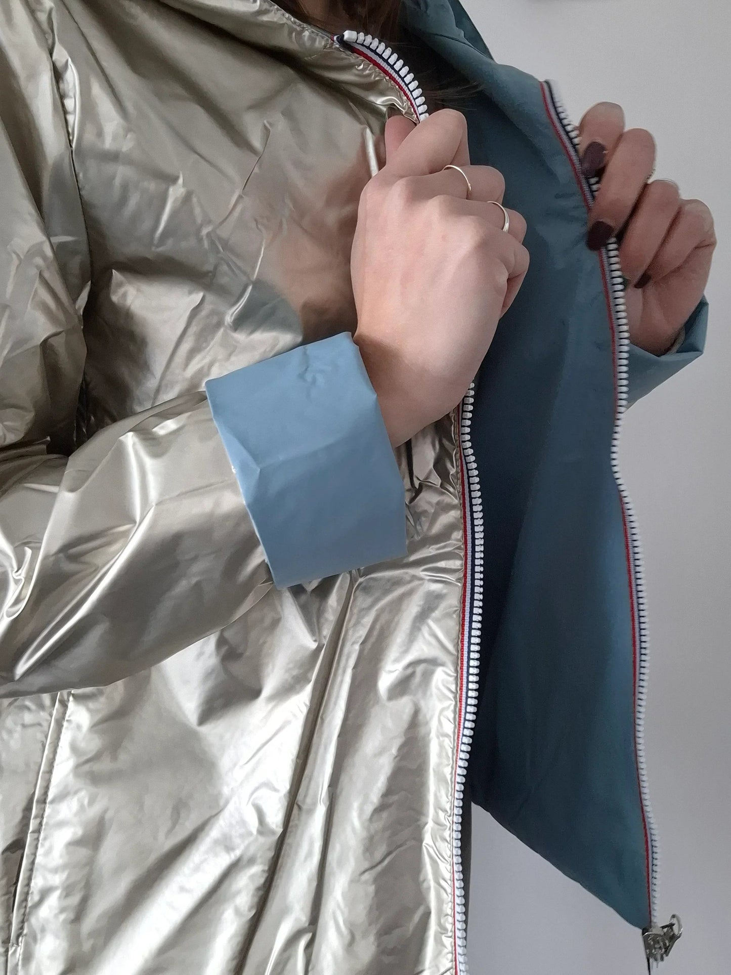 Manteau Réversible Court Bleu Ciel Doré Laura Jo - Mi-Saison Laura Jo