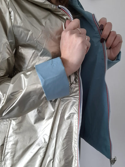 Manteau Réversible Court Bleu Ciel Doré Laura Jo - Mi-Saison Laura Jo