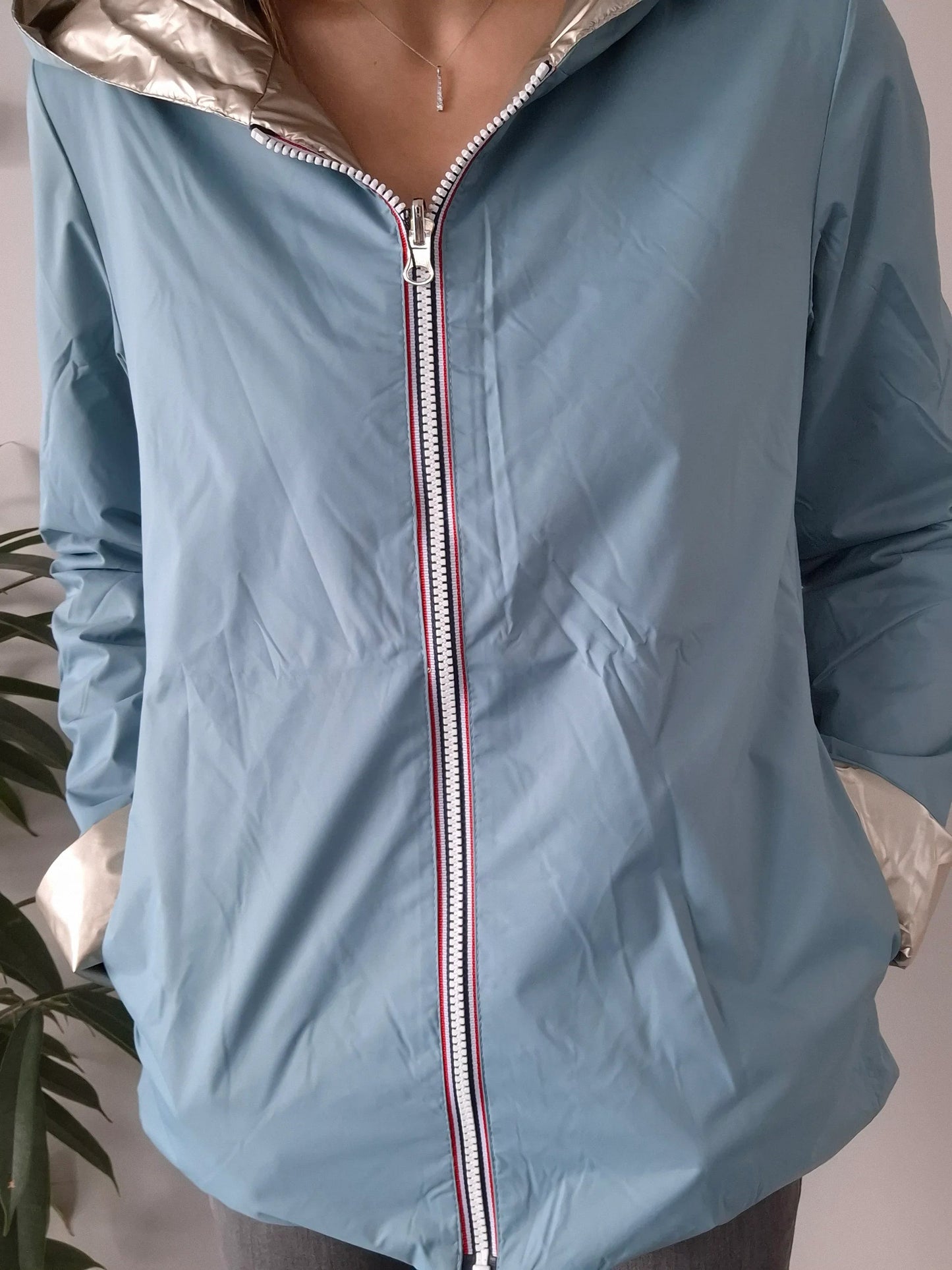 Manteau Réversible Court Bleu Ciel Doré Laura Jo - Mi-Saison Laura Jo