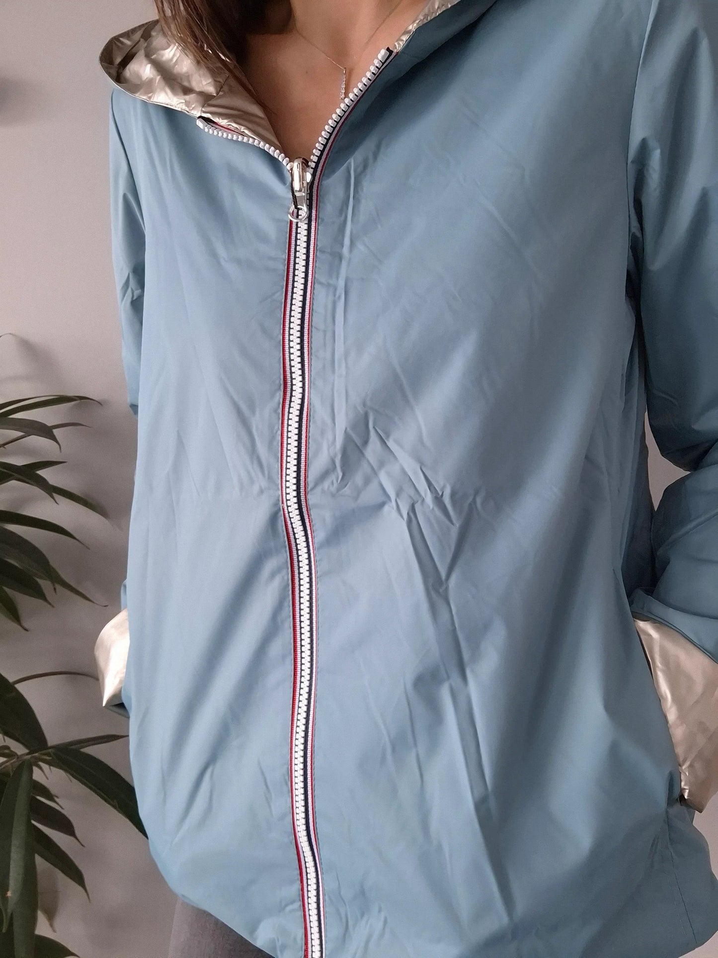 Manteau Réversible Court Bleu Ciel Doré Laura Jo - Mi-Saison Laura Jo
