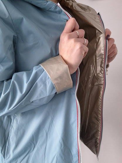 Manteau Réversible Court Bleu Ciel Doré Laura Jo - Mi-Saison Laura Jo