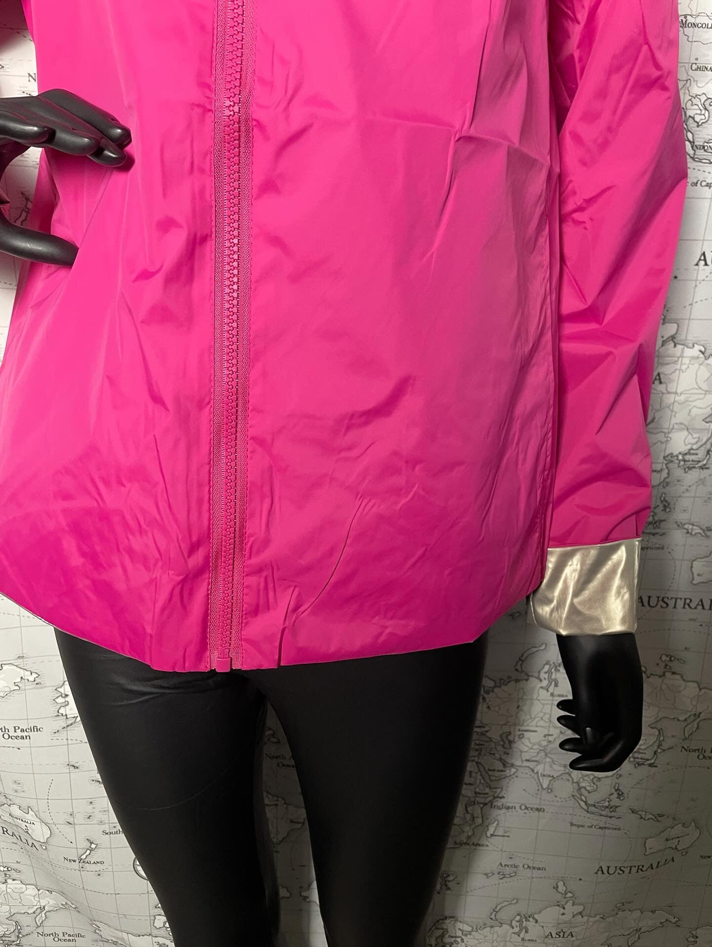 Laura Jo - Parka réversible court sans garnissage ouate couleur rose fuschia doré zip uni - Le Petit Placard