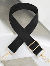 Bandoulière Chevron Noir & Mousquetons Dorés — Sangle Large