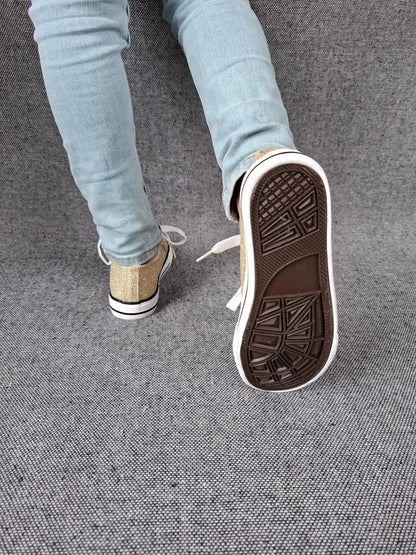 Chaussures baskets en toile paillettes gold - Enfant Le Petit Placard