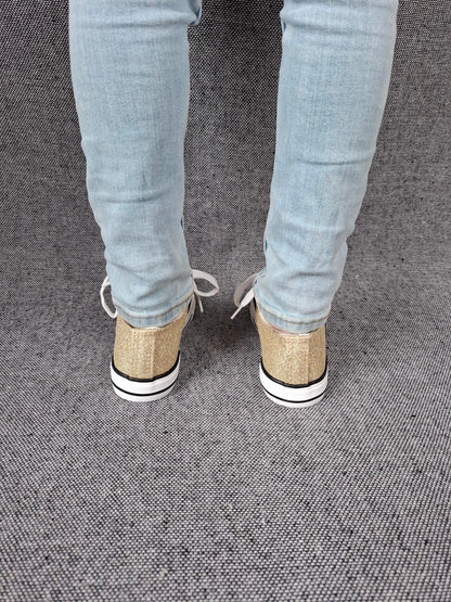 Chaussures baskets en toile paillettes gold - Enfant Le Petit Placard