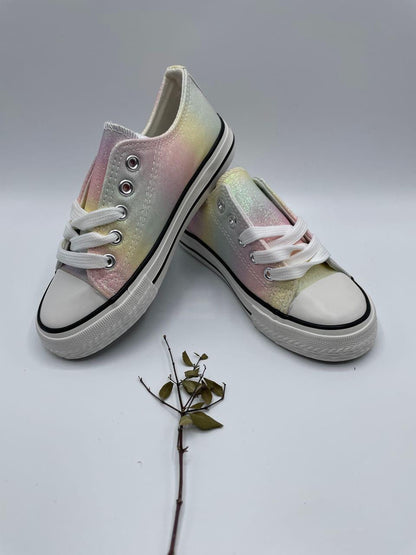 Chaussures baskets en toile pastel multicolores - Enfant Le Petit Placard