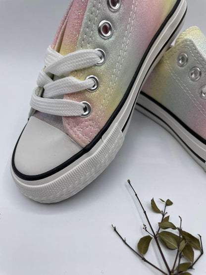 Chaussures baskets en toile pastel multicolores - Enfant Le Petit Placard