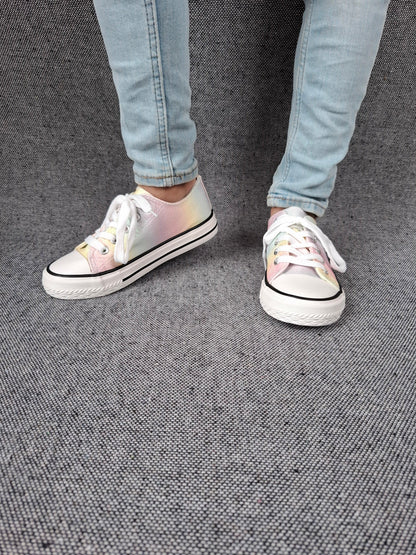 Chaussures baskets en toile pastel multicolores - Enfant Le Petit Placard