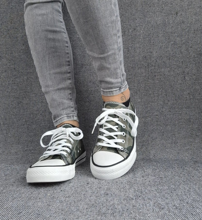 Semelle blanche baskets kaki camouflage style Converse