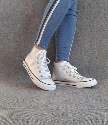 Baskets Hautes Argenté Blanc Femme - Montantes Style Converse Le Petit Placard