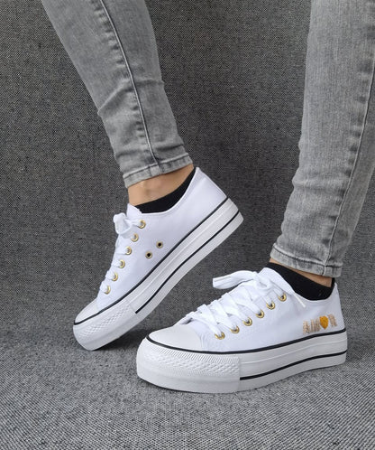 Chaussures baskets basses en toile blanche avec inscription “Amor” style converse Le Petit Placard