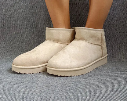Bottines basses fourrées fausse fourrure beige - Le Petit Placard
