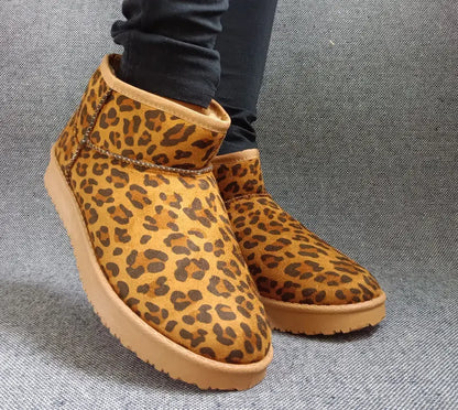 Bottines basses fourrées fausse fourrure léopard camel - Le Petit Placard