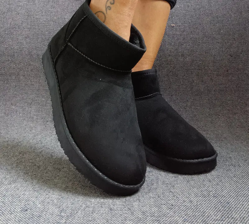 Bottines basses fourrées fausse fourrure noir - Le Petit Placard