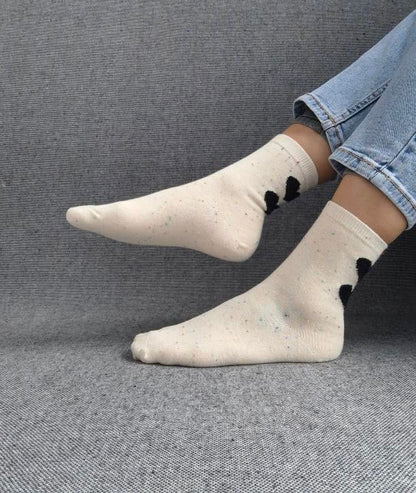 Paire de chaussettes blanches en coton à motif coeurs Le Petit Placard