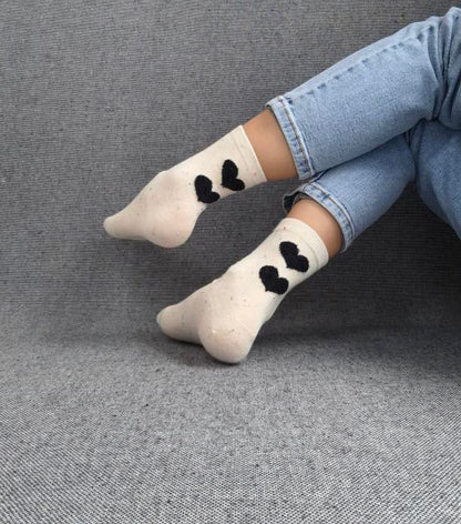 Paire de chaussettes blanches en coton à motif coeurs Le Petit Placard