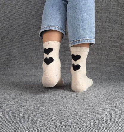 Paire de chaussettes blanches en coton à motif coeurs Le Petit Placard
