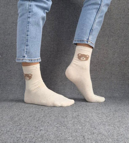 Paire de chaussettes blanches en coton à motif ours Le Petit Placard