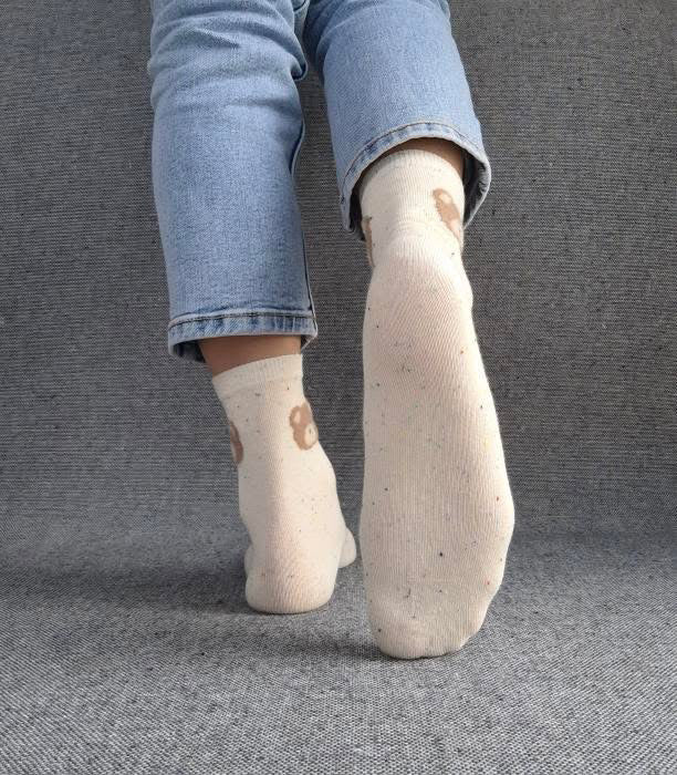 Paire de chaussettes blanches en coton à motif ours Le Petit Placard