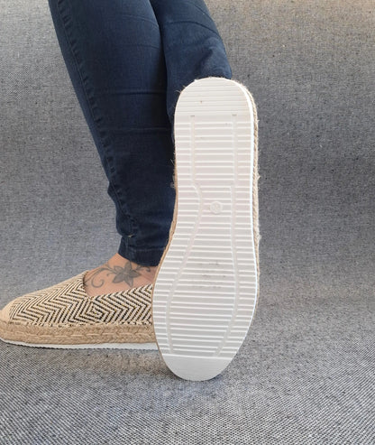 Espadrilles plates beige doré noir Le Petit Placard