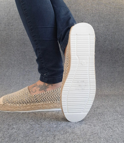 Espadrilles plates beige doré noir Le Petit Placard