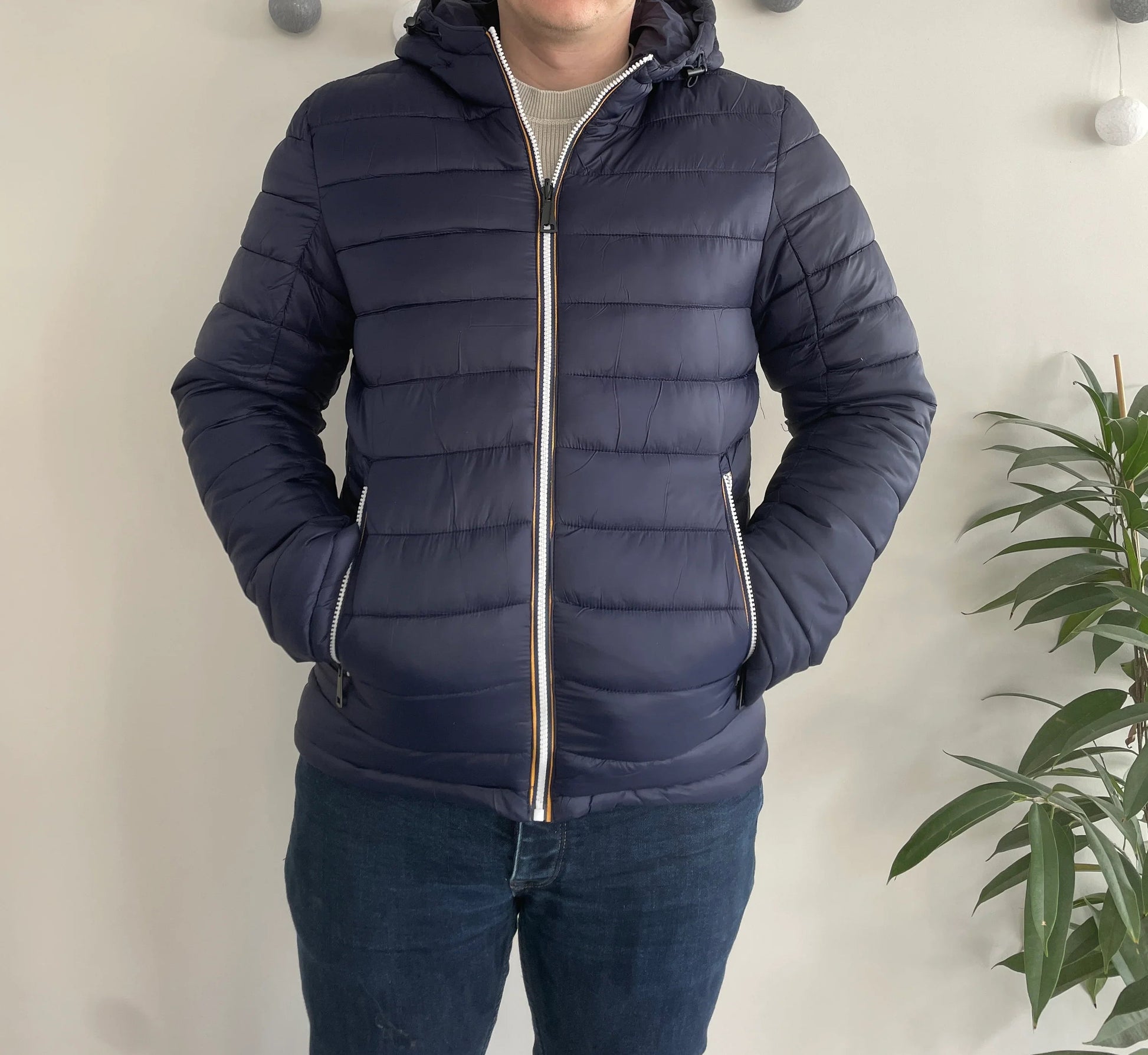 Doudoune à capuche HOMME courte imperméable et réversible matelassé bleu marine Le Petit Placard