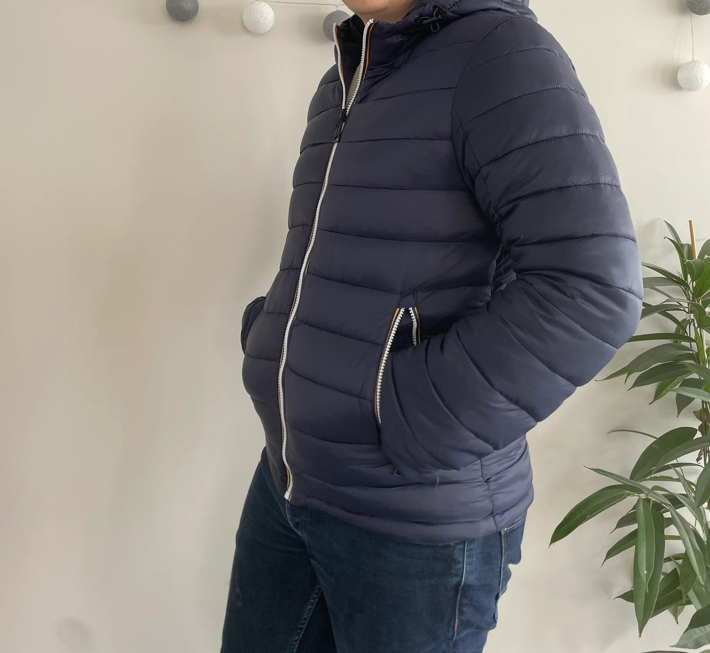 Doudoune à capuche HOMME courte imperméable et réversible matelassé bleu marine Le Petit Placard