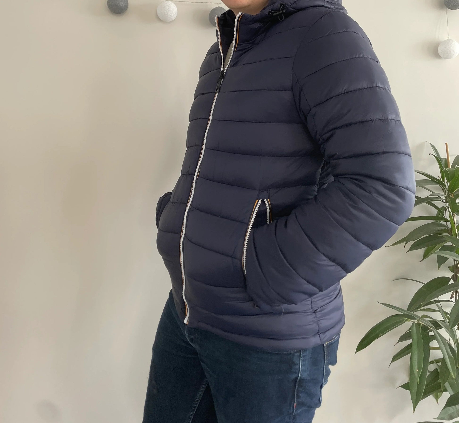 Doudoune à capuche HOMME courte imperméable et réversible matelassé bleu marine Le Petit Placard