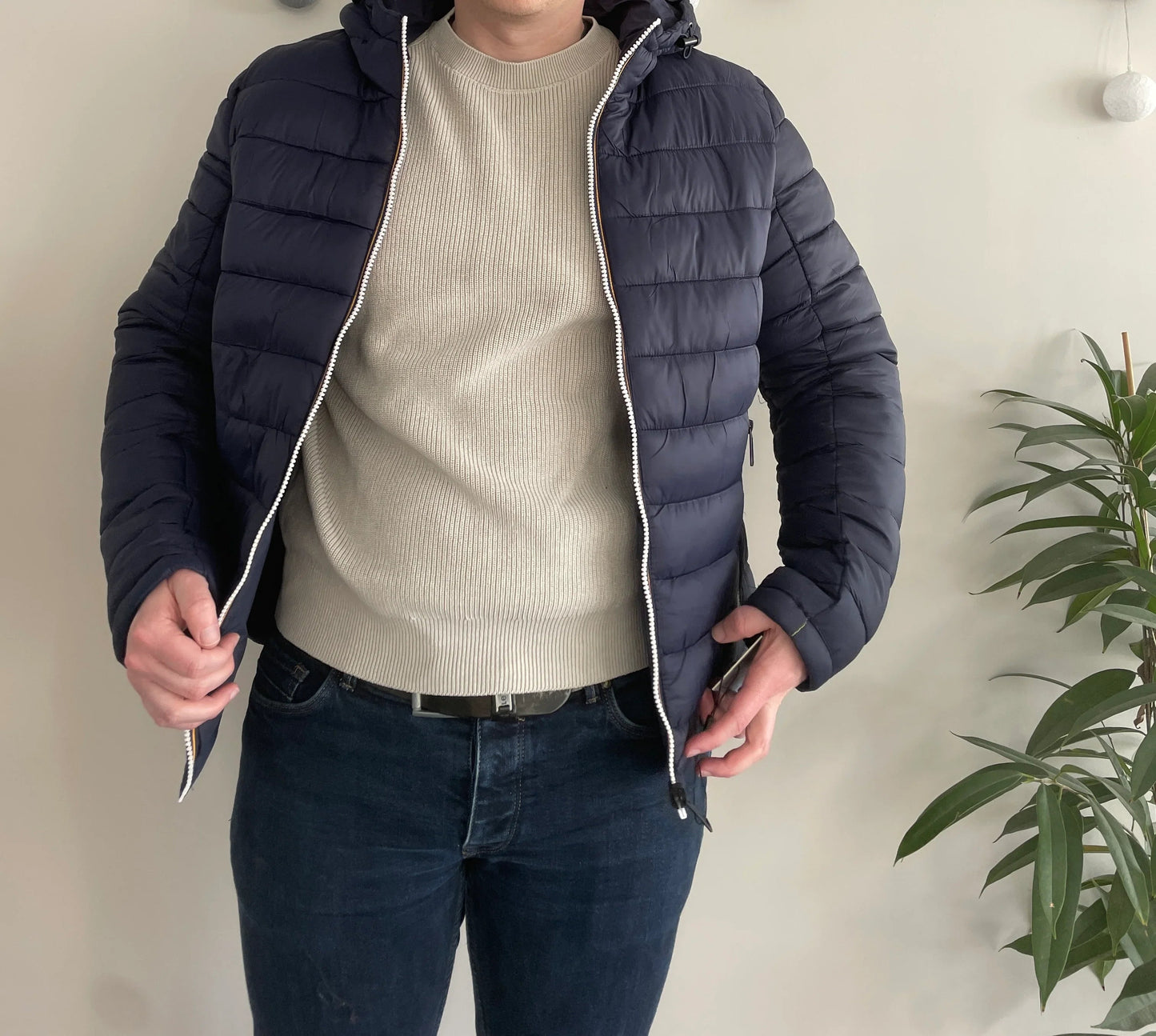 Doudoune à capuche HOMME courte imperméable et réversible matelassé bleu marine Le Petit Placard