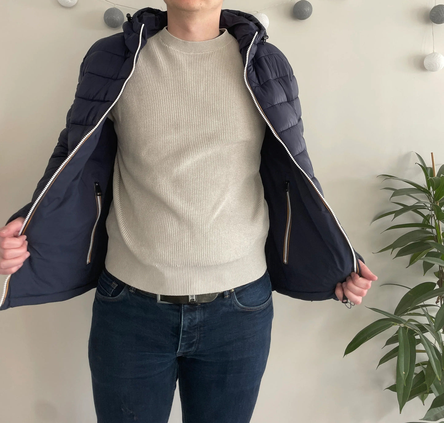Doudoune à capuche HOMME courte imperméable et réversible matelassé bleu marine Le Petit Placard