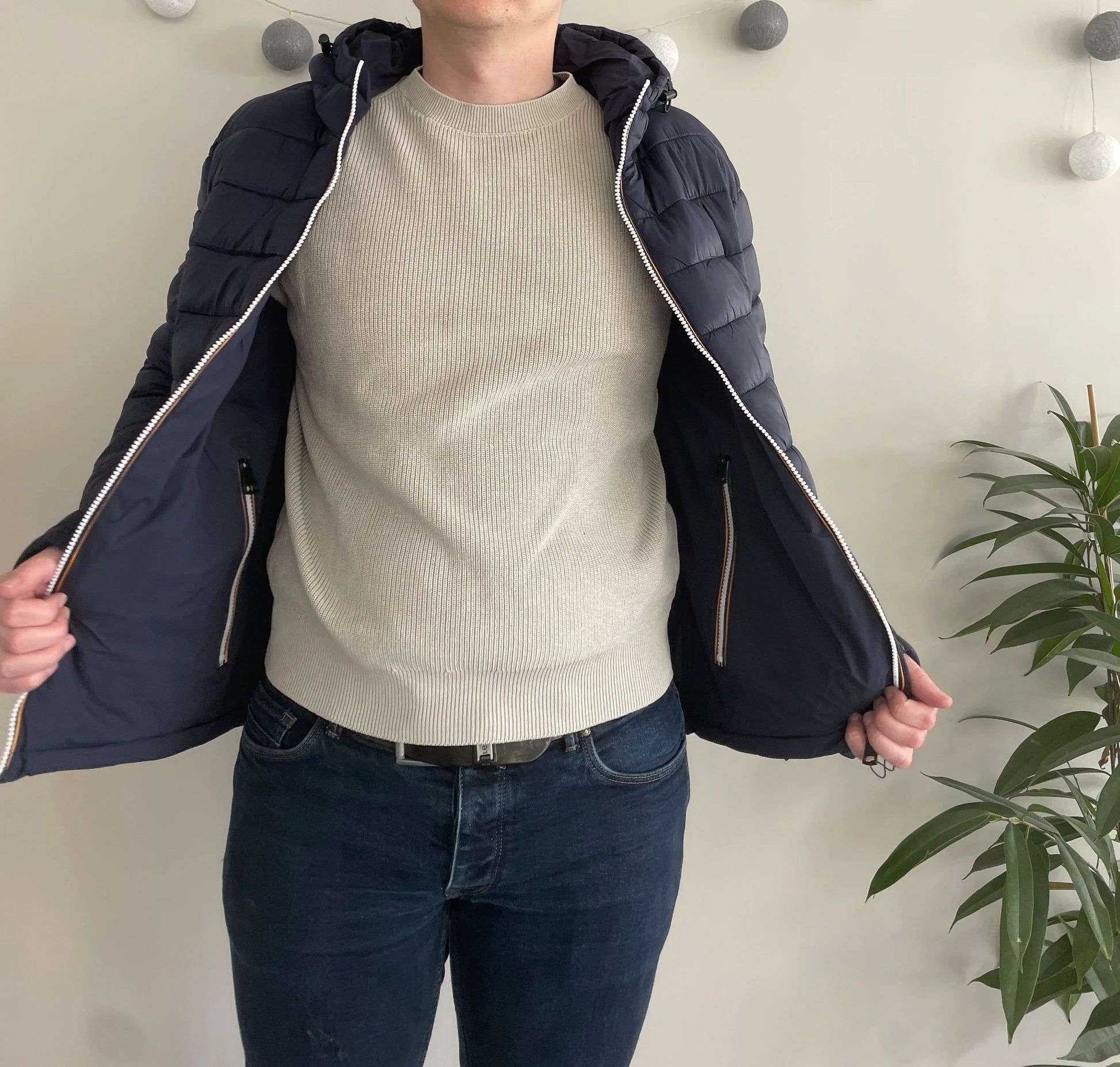 Doudoune à capuche HOMME courte imperméable et réversible matelassé bleu marine Le Petit Placard