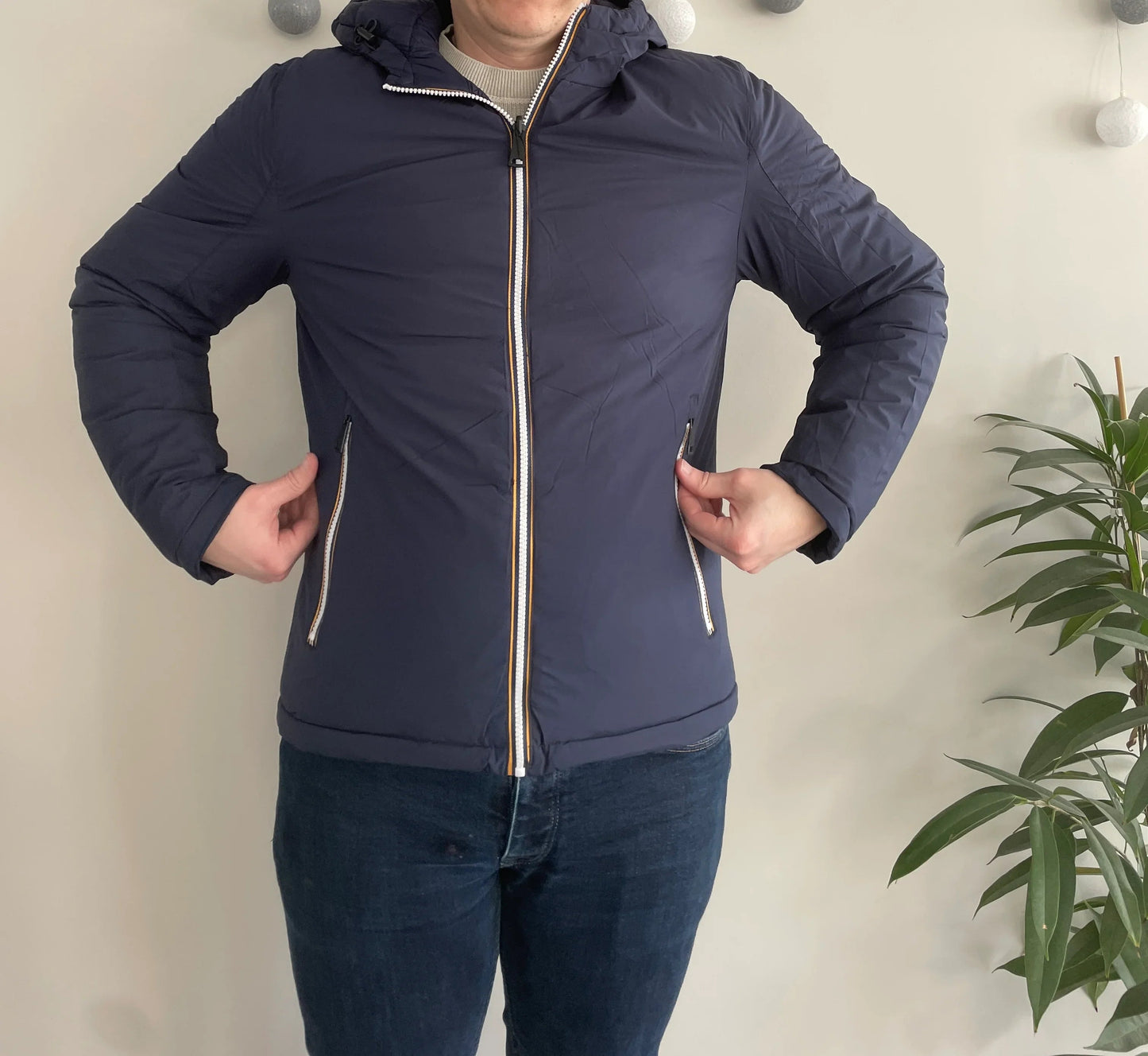 Doudoune à capuche HOMME courte imperméable et réversible matelassé bleu marine Le Petit Placard