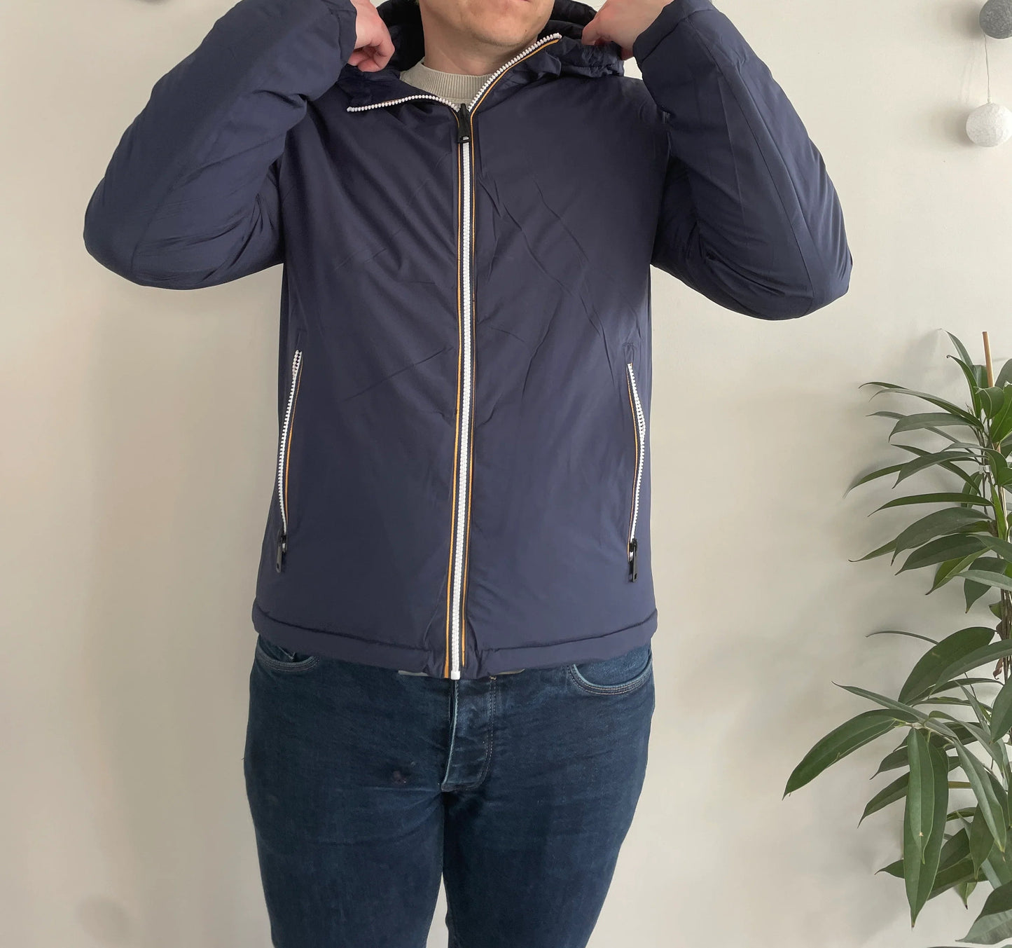 Doudoune à capuche HOMME courte imperméable et réversible matelassé bleu marine Le Petit Placard