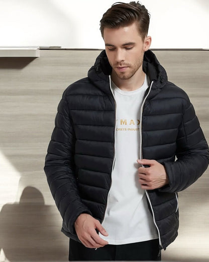 Doudoune à capuche HOMME courte imperméable et réversible matelassé noir Le Petit Placard