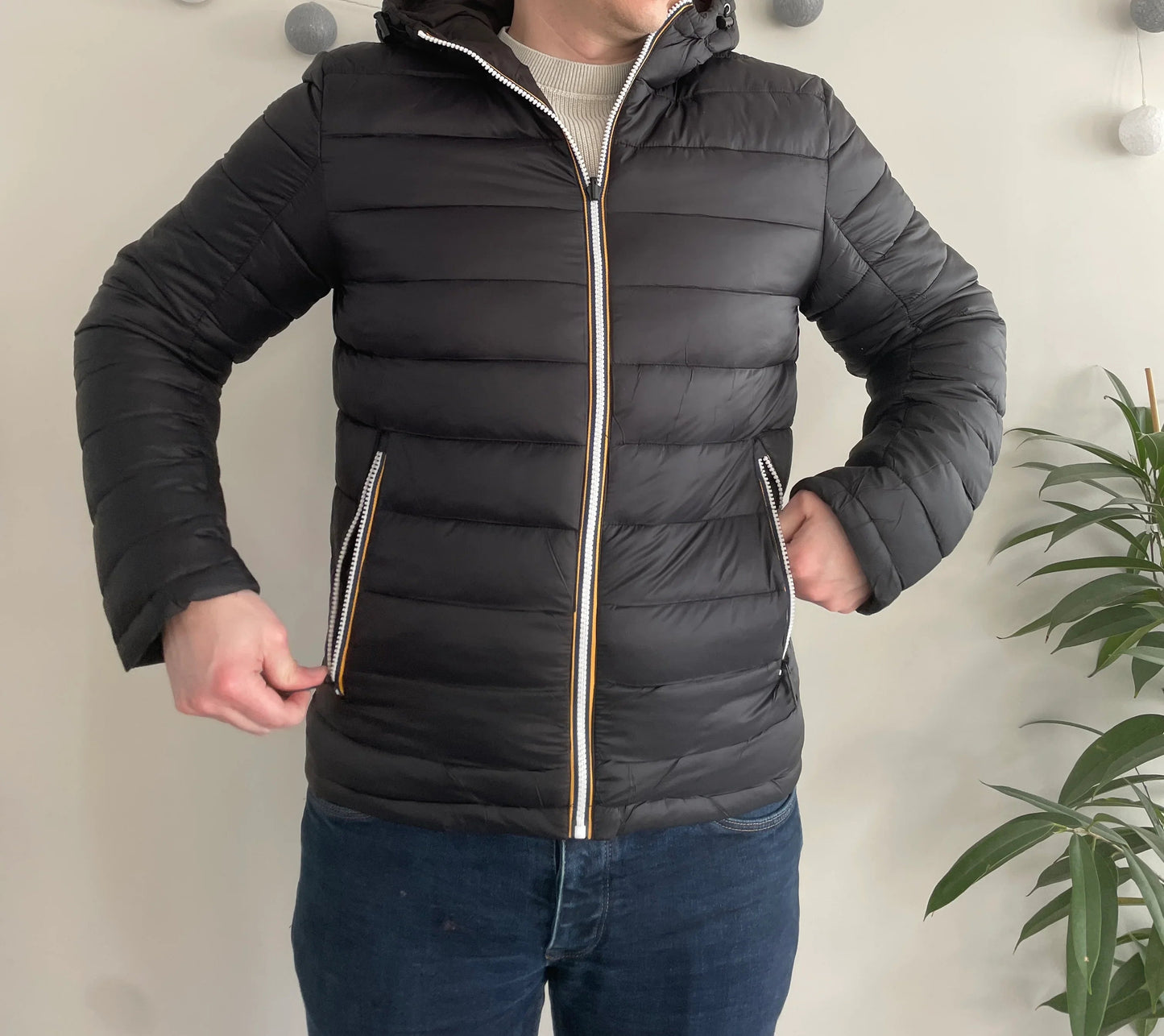 Doudoune à capuche HOMME courte imperméable et réversible matelassé noir Le Petit Placard