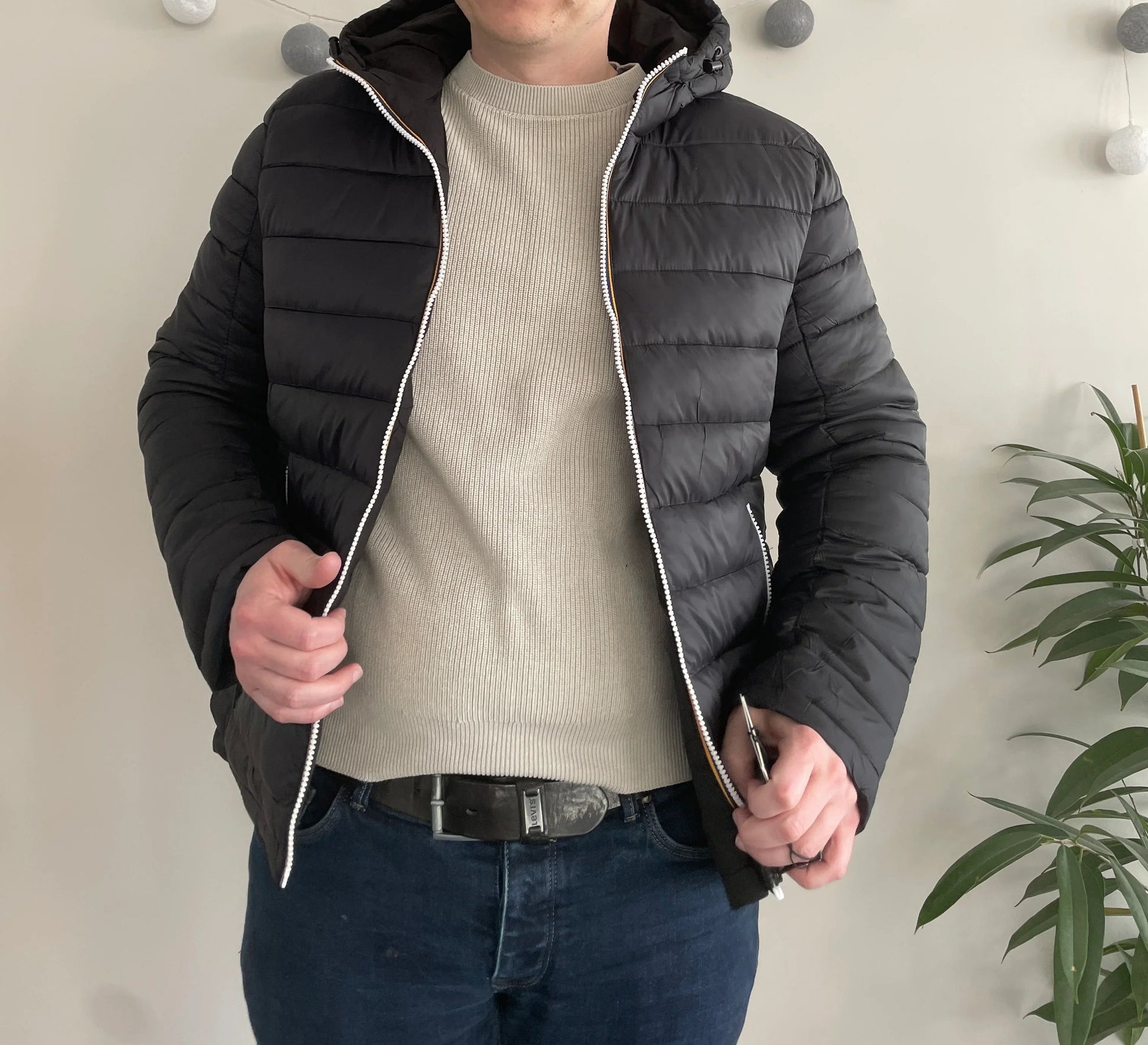 Doudoune à capuche HOMME courte imperméable et réversible matelassé noir Le Petit Placard