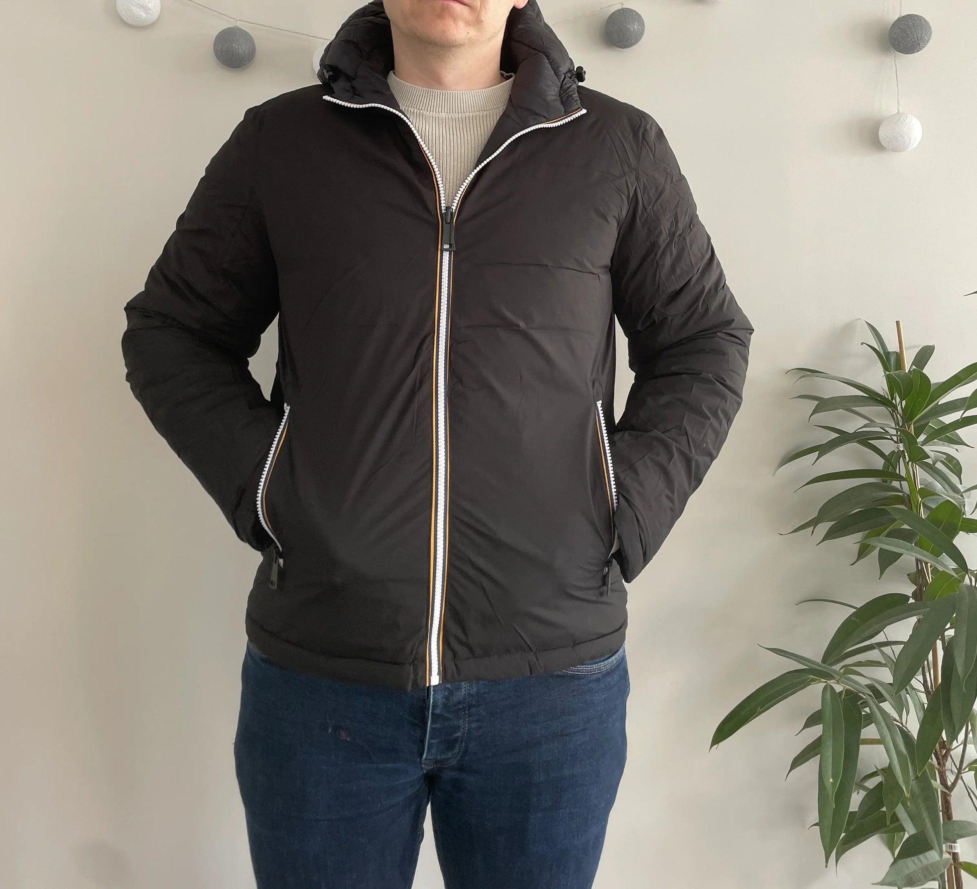 Doudoune à capuche HOMME courte imperméable et réversible matelassé noir Le Petit Placard