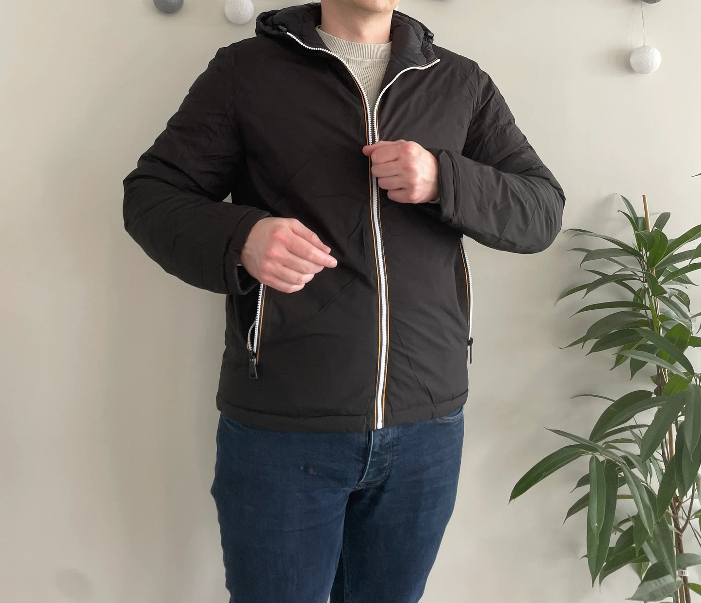 Doudoune à capuche HOMME courte imperméable et réversible matelassé noir Le Petit Placard
