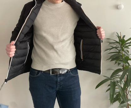Doudoune à capuche HOMME courte imperméable et réversible matelassé noir Le Petit Placard