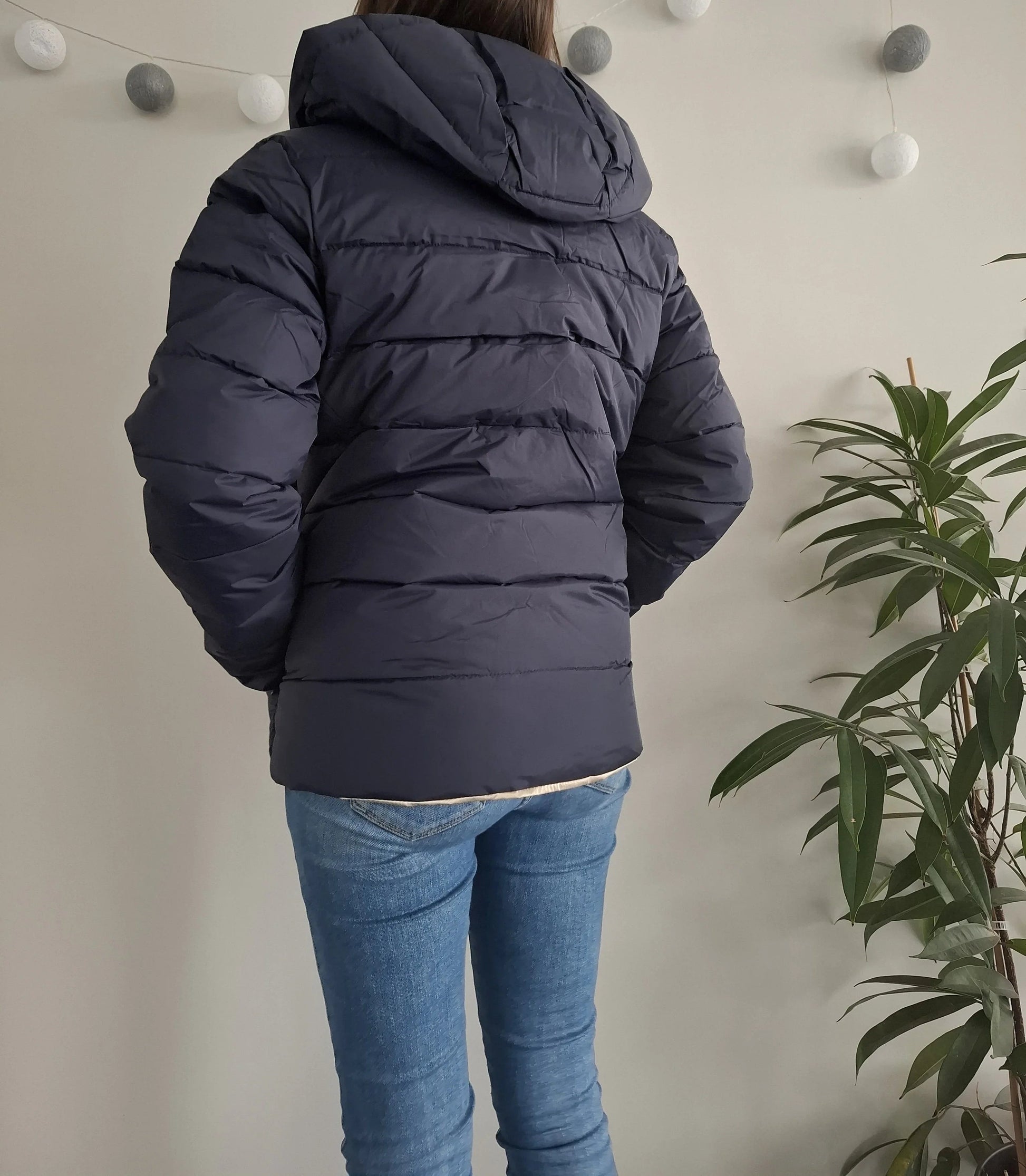 Doudoune manteau imperméable court réversible matelassé bleu marine doré Le Petit Placard