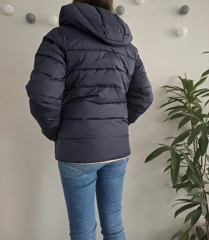 Doudoune manteau imperméable court réversible matelassé bleu marine doré Le Petit Placard