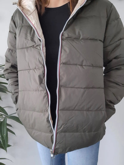 Doudoune manteau imperméable court réversible matelassé kaki doré Le Petit Placard