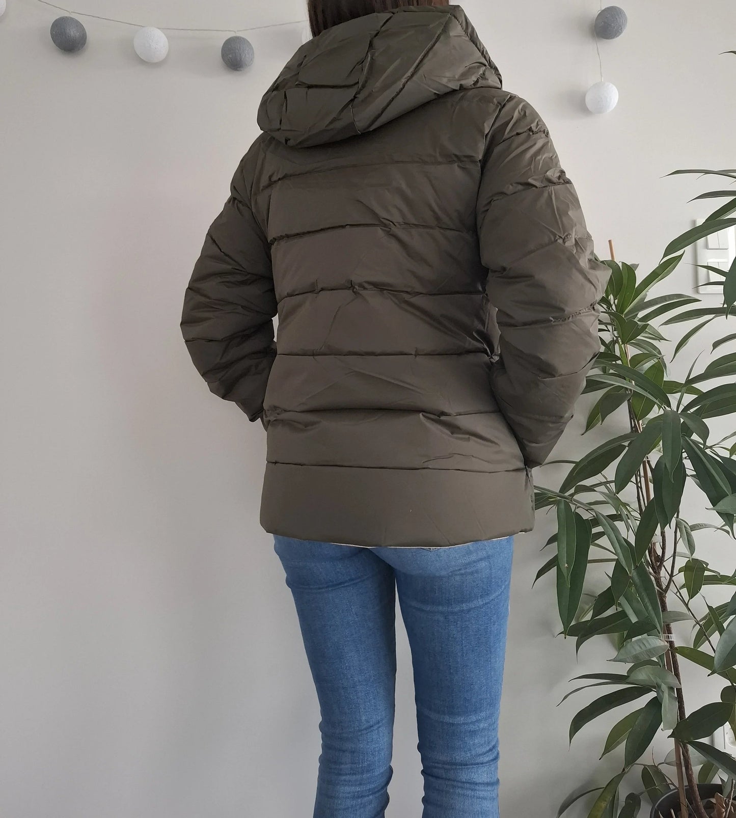 Doudoune manteau imperméable court réversible matelassé kaki doré Le Petit Placard