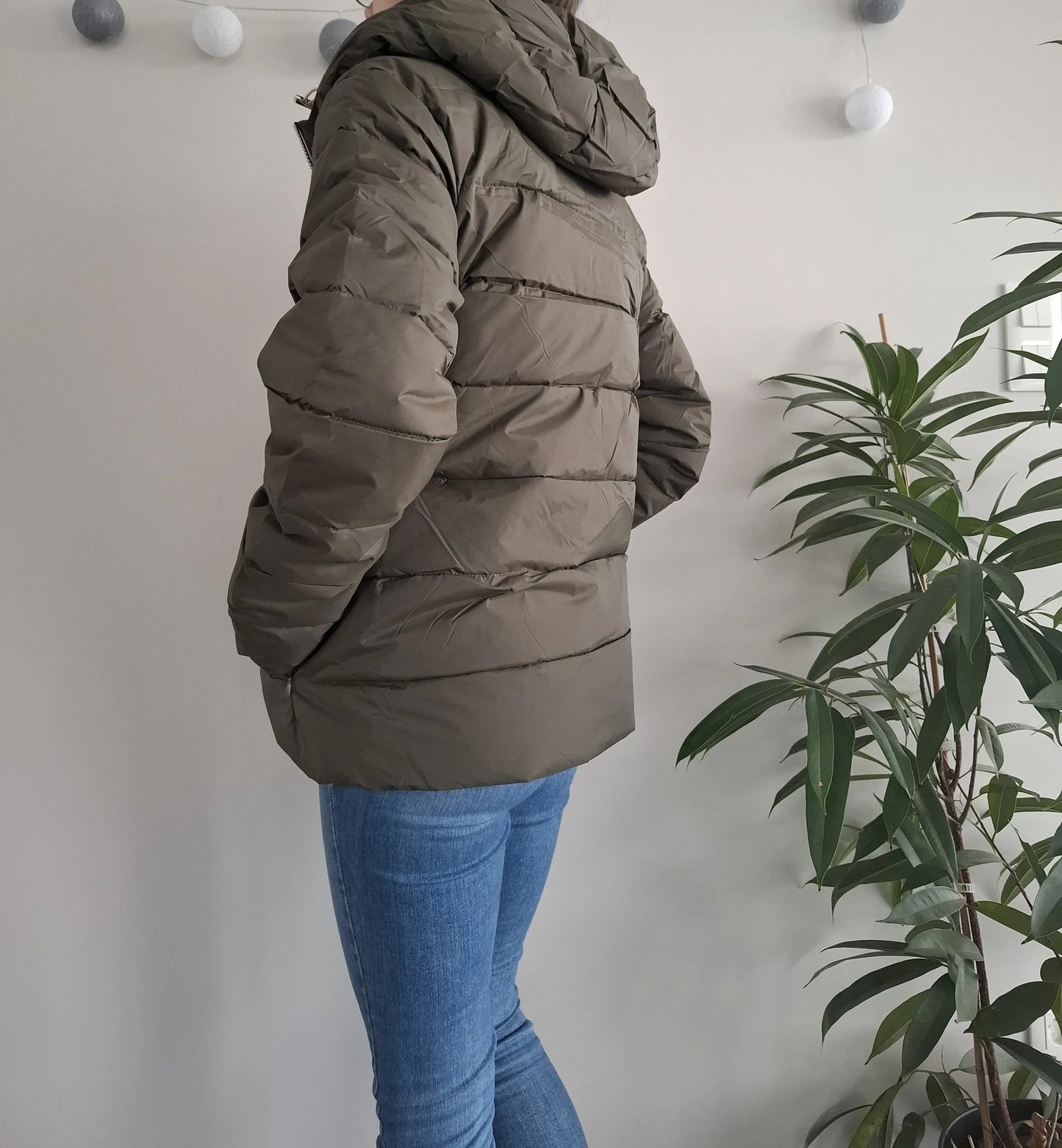 Doudoune manteau imperméable court réversible matelassé kaki doré Le Petit Placard