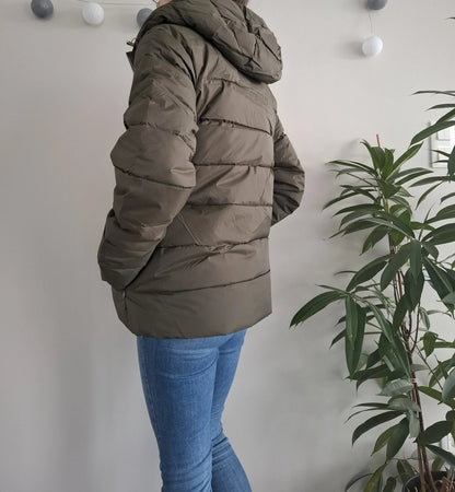 Doudoune manteau imperméable court réversible matelassé kaki doré Le Petit Placard
