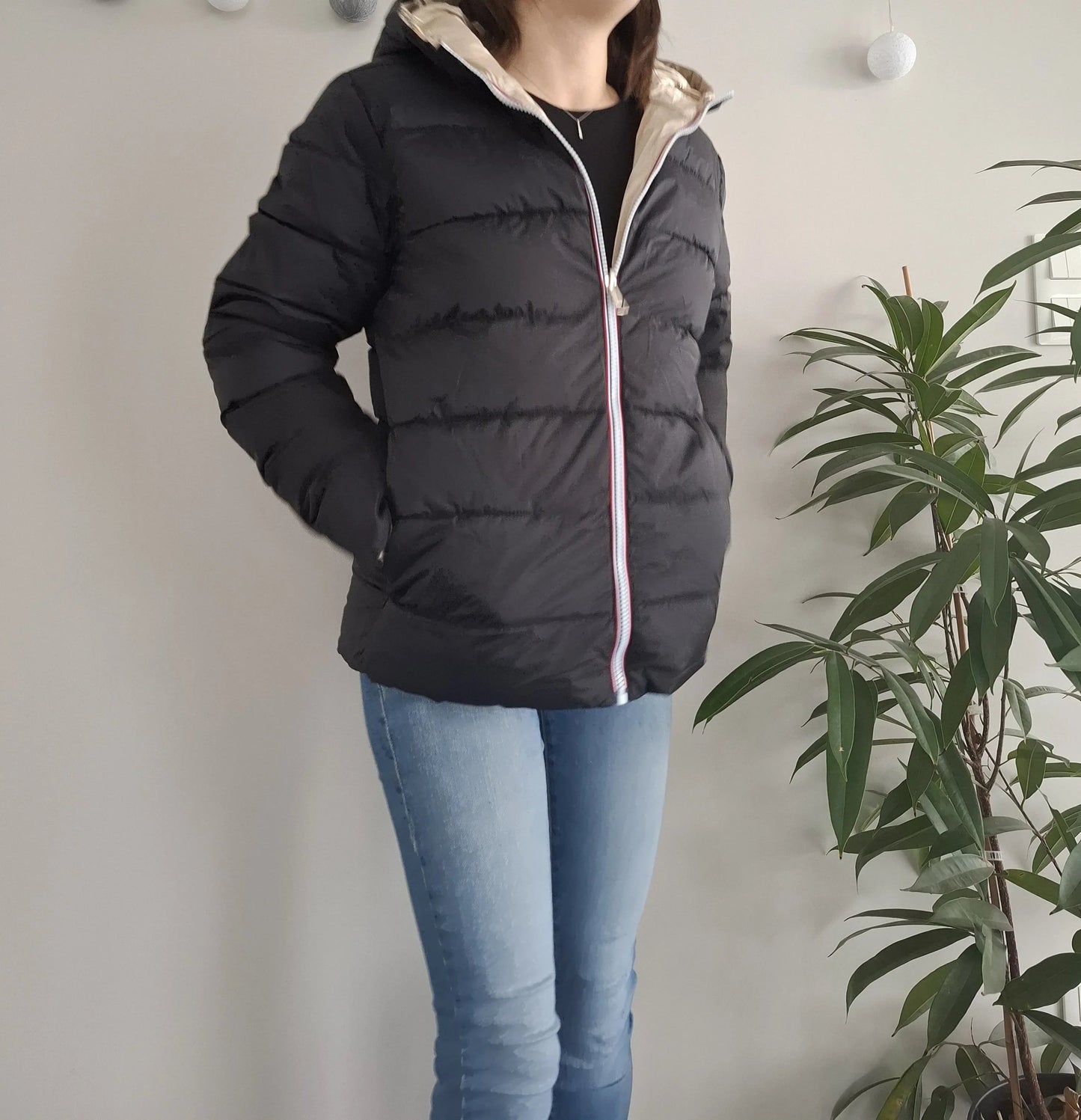 Doudoune manteau imperméable court réversible matelassé noir doré Le Petit Placard